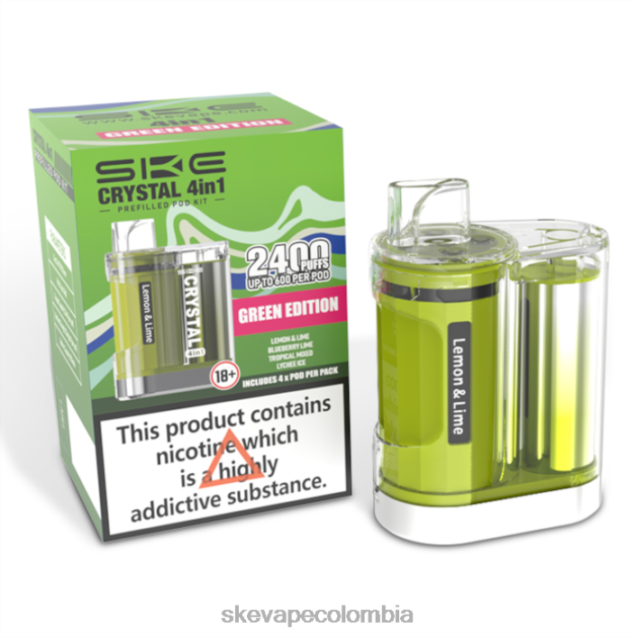 SKE Vape Review - SKE Crystal 2400 kit de cápsulas 4 en 1 mixto edición verde 82N4697